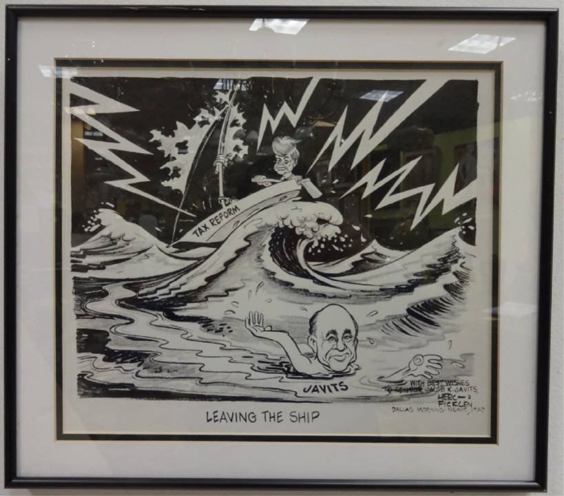 Herc Ficklen Jacob Javits JFK Political Caricature: Political caricature of Jacob Javits and JFK for Dallas Morning News from 1963 by Herc Ficklen (1911-1980). 10 14" H x 12" W under mat, very good condition.