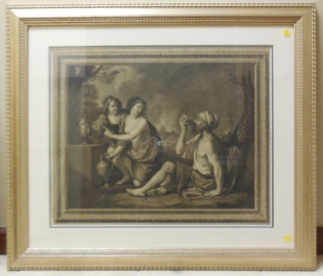 Antique Engraving Raphael Morghen after Guercino: Large antique plate engraving by Raphael Morghen after original work by Guercino. Raffaello Sanzio Morghen (19 June 1758 – 8 April 1833) was an Italian engraver. Giovanni Francesco Barbieri (Februar
