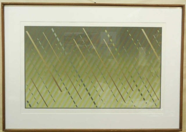 David Meyer "Lattice" Abstract Lithograph: Lattice abstract lithograph signed by the artist, David Meyer. Limited edition A. P. 10/10. 31" W x 19 1/2" H. In excellent condition.