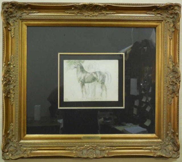 Degas "Etude de Cheval Pour Semiramis" Lithograph: Edgar Degas lithograph entitled, "Etude de Cheval pour Semiramis". Stamped "Atelier Ed Degas" and numbered 32/60. Some hand coloring. 10" W x 7" H. In excellent condition.