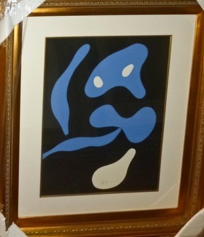 Jean Arp "Abstract Composition" Lithograph: Jean Arp (1886 - 1966) Title: Abstraction Composition Medium: Color Lithograph, Hand Signed Size: 14 3/4" x 10 1/4" Framed Size: 29 " x 25"