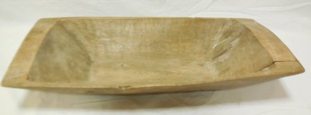 Antique Primitive Country Farm Table Trough: Antique carved wood farm table trough or long bowl, hand carved. Country primitive style. Measures 12 by 29 inches.