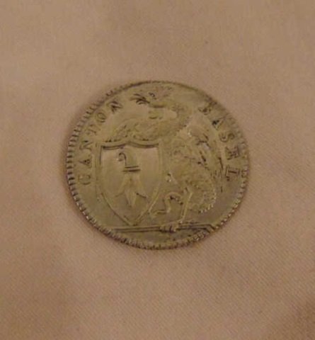 Antique Swiss Canton Basel 5 Batz 1810 Coin: Antique Swiss Canton Basel 5 Batz 1810 coin. Overall nice condition, with minimal wear.