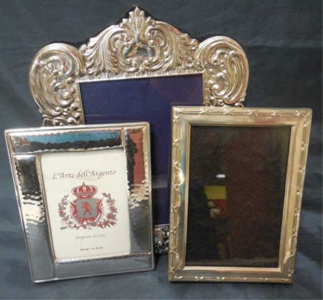 3 Assorted Sterling Silver Picture Frames: Three sterling silver picture frames for photos measuring 5" x 7", 4" x 6", 3 1/2"x 4 1/2". All in very good condition.