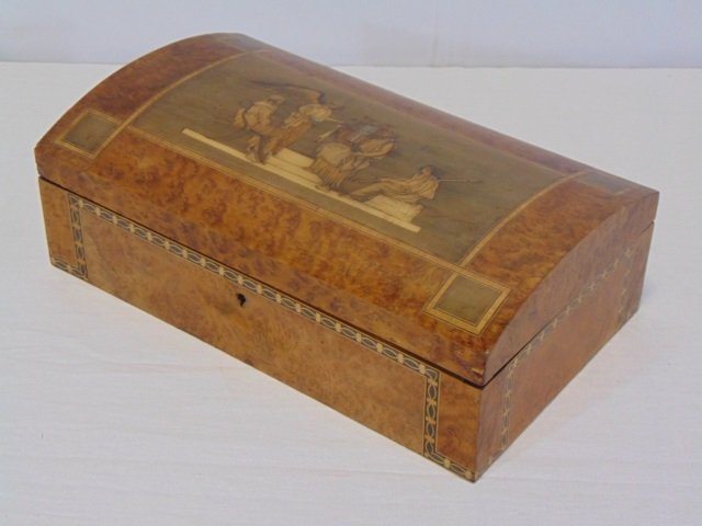Antique Italian Burl Wood Marquetry Silk Lined Box (1 of 8)