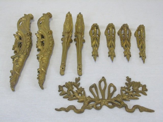 Collection Gilt Bronze & Ormolu Furniture Mounts: Collection of gilt bronze ormolu furniture mounts. Great for restoration projects or as additions to existing to furniture.