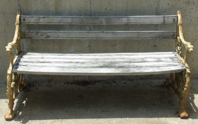Vintage Outdoor Oak & Iron Bench (1 of 6)