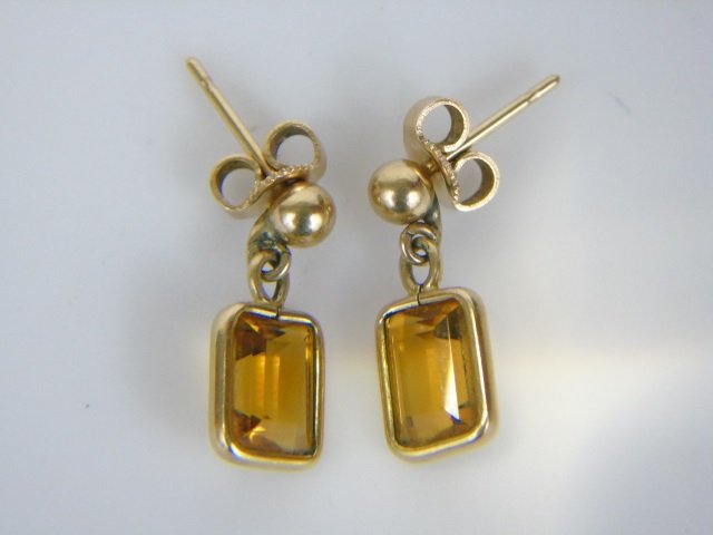Estate Citrine & Yellow Gold Drop Earrings (1 of 4)