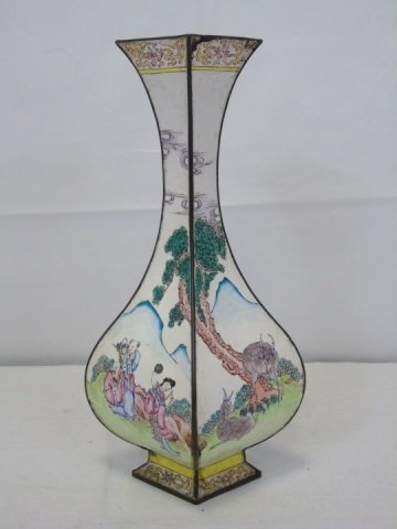 Antique Chinese Cantonese Enamel Vase Signed (1 of 8)