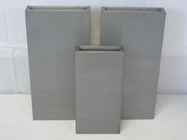 Set of 3 Pewter Rectangular Vases Japan (1 of 7)