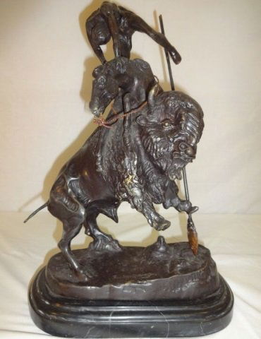 Bronze Native American Bison Hunting (1 of 8)