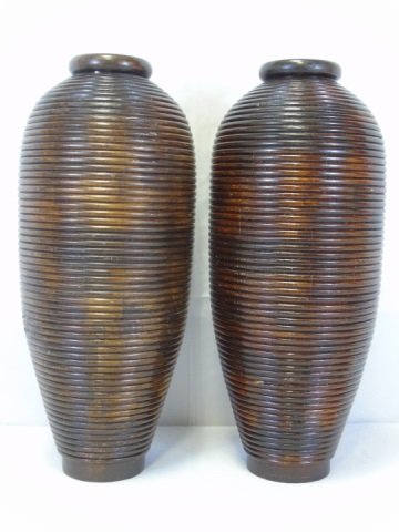 Pair of Large Contemporary Modern Wood Vases (1 of 5)