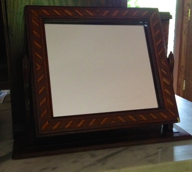Antique Continental Marquetry Dresser Top Mirror (1 of 4)