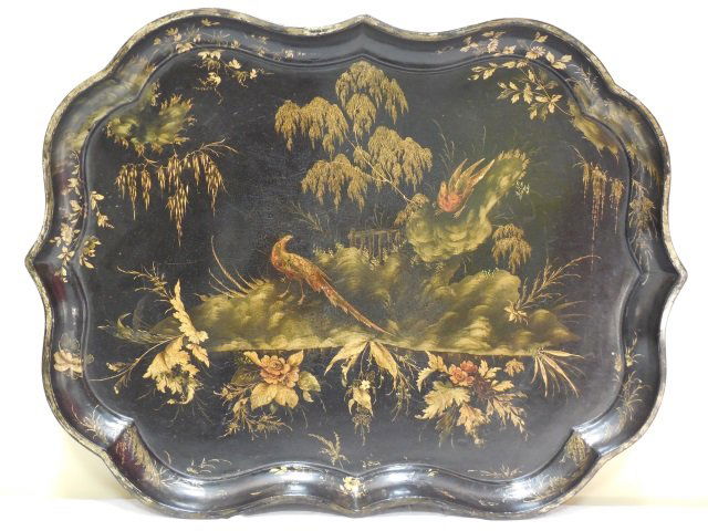 English Mid 19th C. Papier Mache Stenciled Tray (1 of 2)