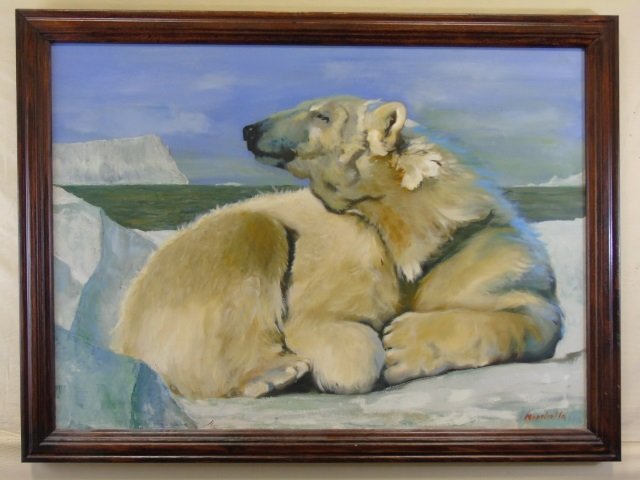 Oil on Canvas of Polar Bears Signed Napoliello (1 of 4)