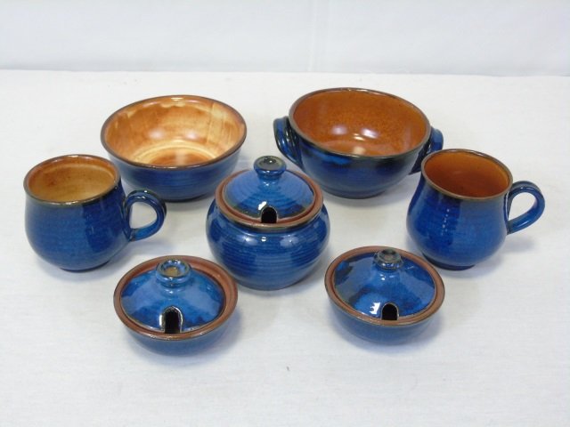 Lot of 7 Ecuadorian Blue Glazed Pottery (1 of 9)