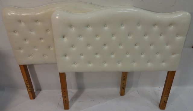 Pair of Vintage White Vinyl Headboards: Pair of vintage white vinyl headboards. 38 3/4" H x 38 3/4" W, very good used condition.