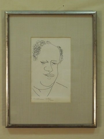 Henri Matisse Litho, signed & #'d: Henri Matisse French (1869-1954) portrait of Dr. Rene Leriche, 1949. Signed lower left and numbered 108/300. Lithograph on paper. 8 3/8" H x 6 1/4" W. PROVENANCE: Sotheby's, Jan. 11, 1963, sale 2152. 