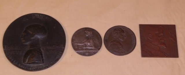 Asst. Antique Continental French & Italian Medals: Bronze medal portrait of poet Alexander Pope. 2 inches in diameter. French medal. Reading, "Republique Francaise. - G. Prov'homme - Chambre des Deputes - Le Corbeiller Maurice Seine - Liberte Egalite