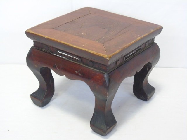 Old Chinese Footstool / Tea Table: An old Chinese footstool or tea table. 12 1/2" H x 12 1/2" D x 11" H. Good used condition.