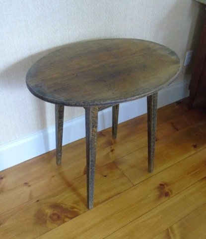 Antique Scandinavian Oval Faux Painted End Table: Antique Scandinavian Oval Faux Painted End Table. Faux burl wood motif painted. Measure 28 inches in height, 30 inches in width, 22 inches in depth. From a Jeffrey Bilhuber decorated home in Bedford, 