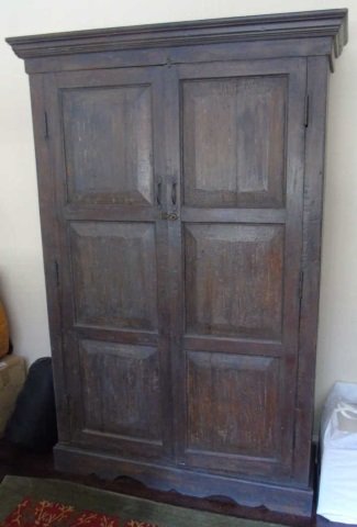 Antique 19th C. Scandinavian Armoire Cabinet: Antique 19th C. Scandinavian Armoire Cabinet. Paneled exterior. Interior has shelves top to bottom. Measures 77 inches in height, 51 inches in width, 16 inches in depth. From a Jeffrey Bilhuber decora