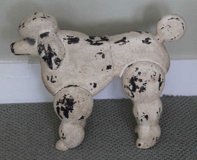 Vintage Hand Painted Poodle Statue: Vintage Hand Painted Poodle Statue. Measures 14 inches in height, 14 inches in width, 4 inches in depth. From the Greenwich, Connecticut home of interior decorator Catherine Cleare.