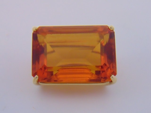 Estate Large Topaz & Yellow Gold Brooch Pin (1 of 4)