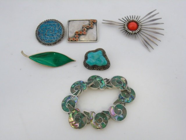 Vintage Sterling Silver Brooches & Bracelet (1 of 10)