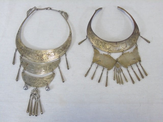 Two Vintage Asian Silver Multi Tier Necklaces (1 of 8)