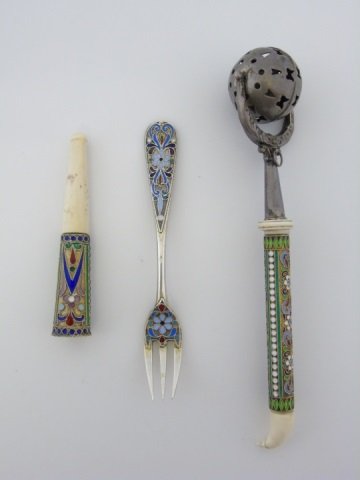 3 Russian Imperial Silver Cloisonne Enamel Items (1 of 10)