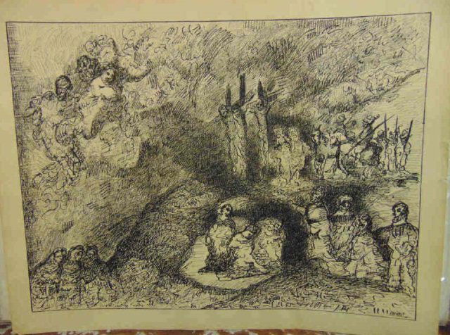 Joachim Probst Original Ink Drawing on Paper: Joachim Probst Original Ink Drawing on Paper. Signed and dated. Dated March 3, 1953. Measures 18 by 23 inches.