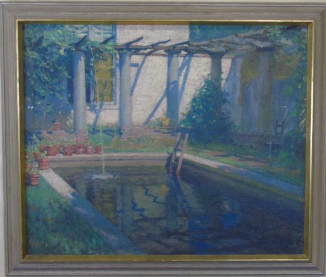 Impressionist Painting of Pool & Country Manor (1 of 3)