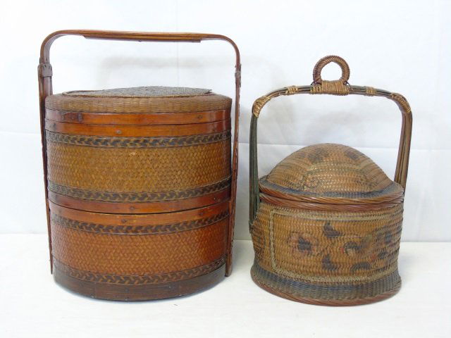 2 Vintage Antique Chinese Tiered Lunch Boxes (1 of 3)