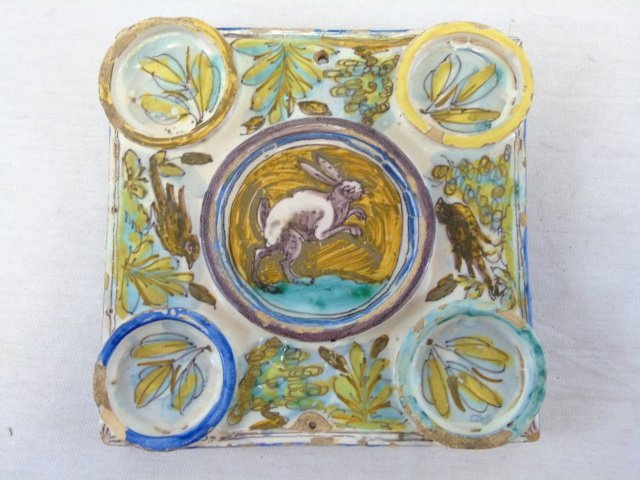 Large Antique Hand Painted Quimper Faience Tile (1 of 4)