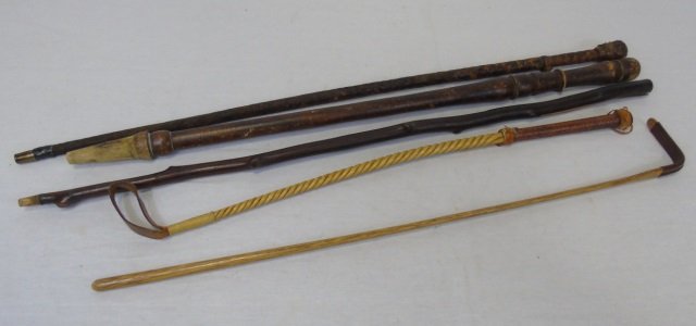 3 Vintage Walking Sticks, 1 Crop, 1 Back Scratcher (1 of 10)