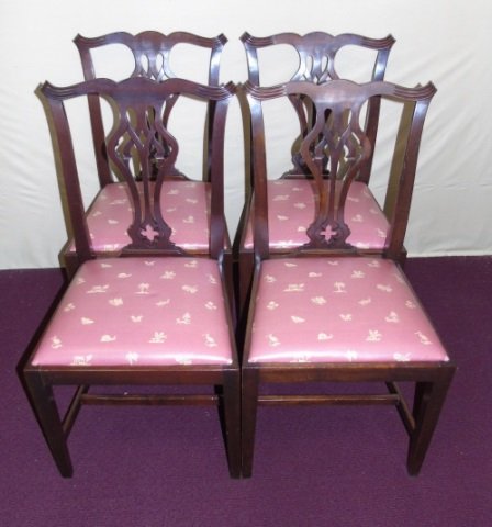 4 Mahogany Chippendale Style Side Chairs (1 of 5)