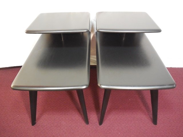 Heywood & Wakefield Two Tier Black End Tables (1 of 3)