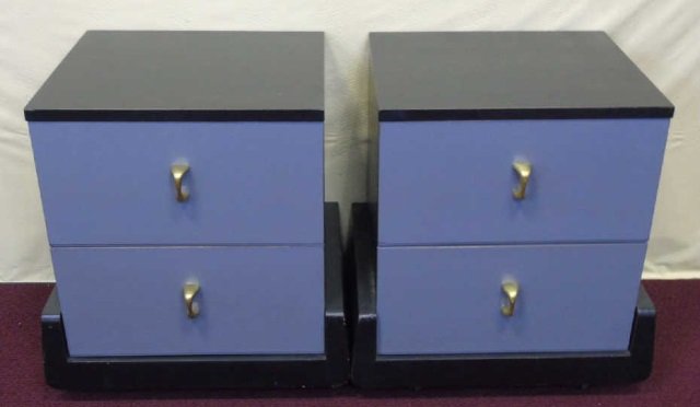 Pair of Modern Black Nightstands w/ Casters (1 of 6)
