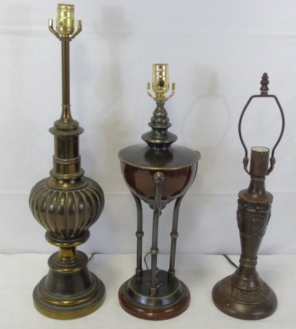 Lot of 3 Antique Brass Table Lamps (1 of 10)