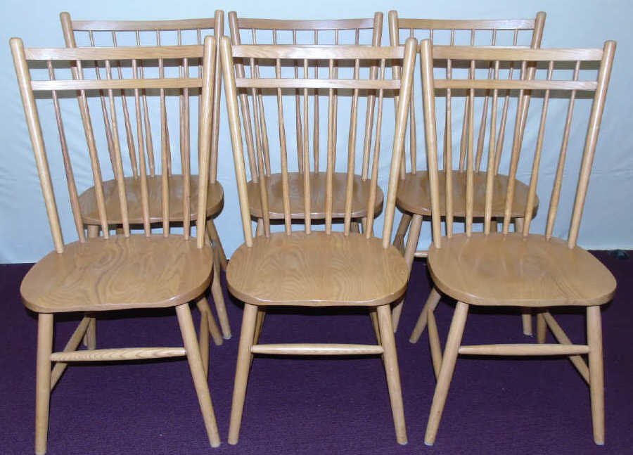 Set of 6 Oak Windsor Mission Style Side Chairs (1 of 5)