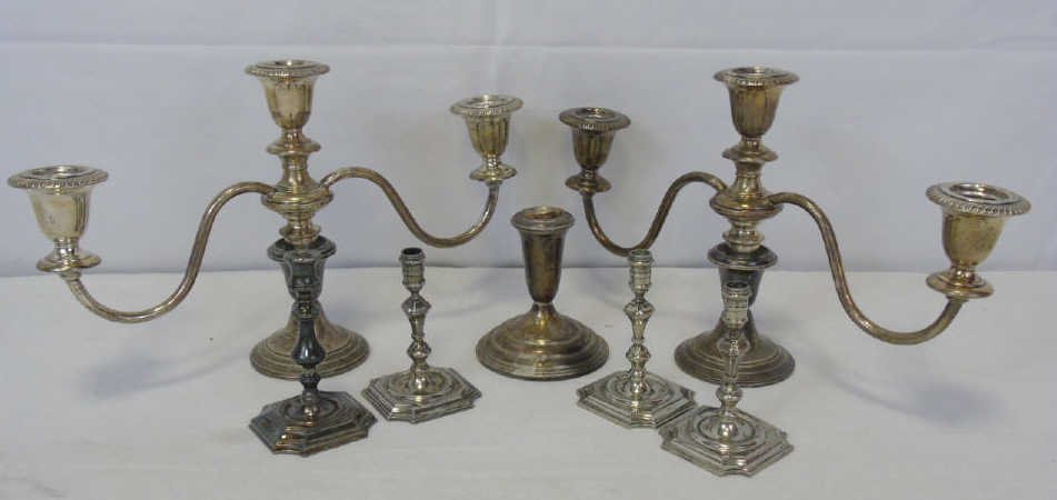 Sterling and Silver Plate Candlesticks (1 of 6)