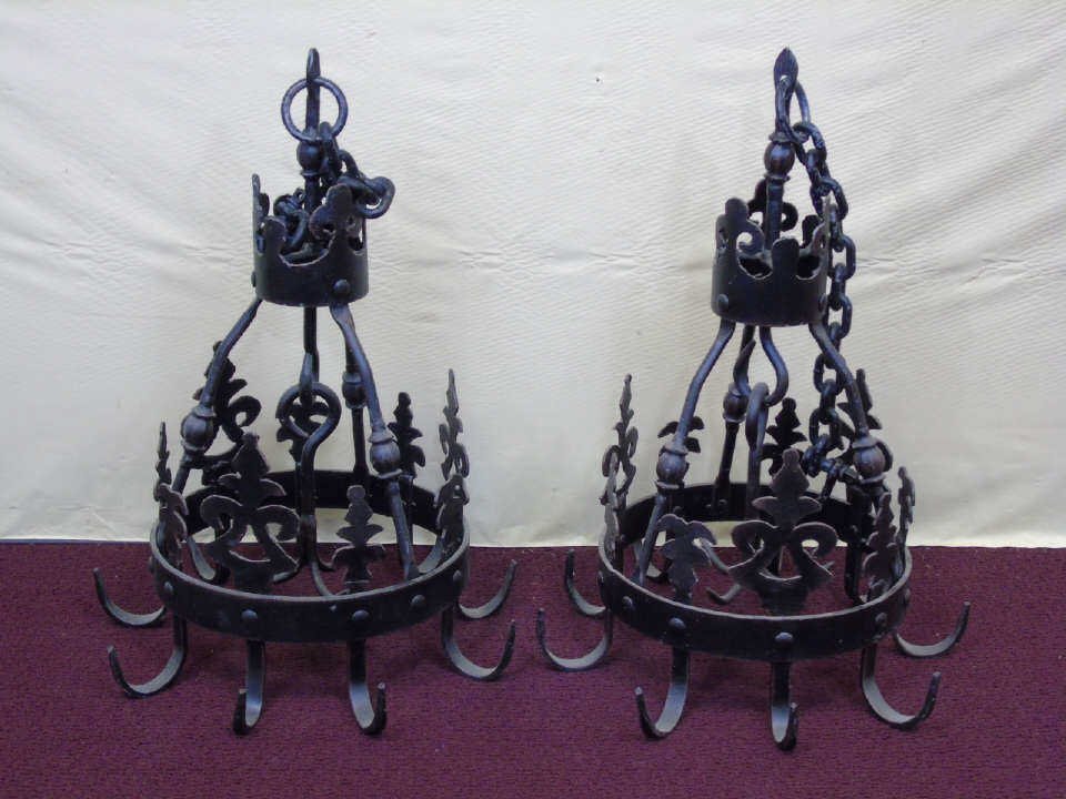 Pair of Wrought Iron Kitchen Pot Racks (1 of 5)