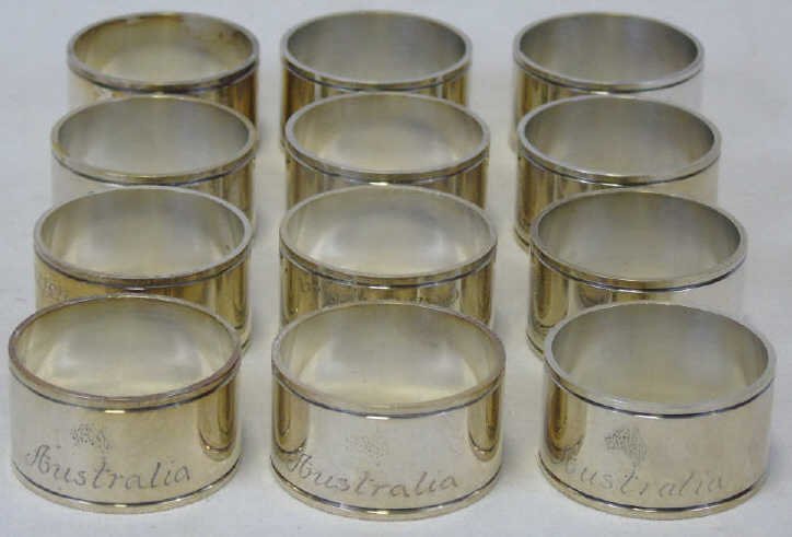 Lot of 12 Silver Plate "Australia" Napkin Rings (1 of 5)