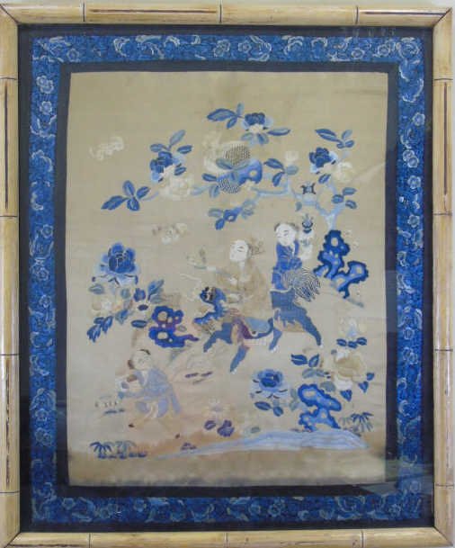 Chinese Silk Embroidery Tapestry Framed (1 of 2)