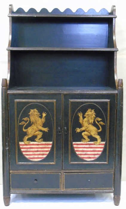 Antique Painted Cabinet w/ Shelves (1 of 6)