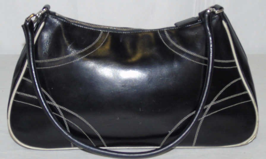 Prada Leather Handbag Purse w/ Beige Piping (1 of 5)