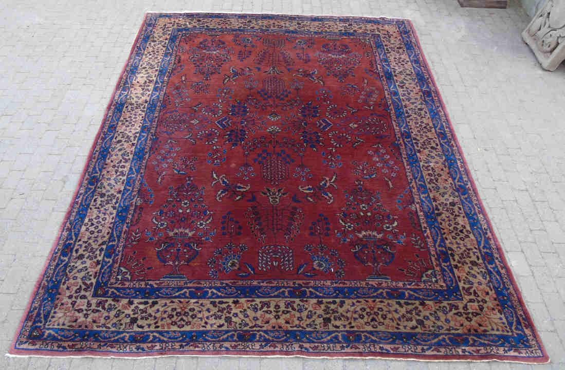 Hand Woven Wool Oriental Rug Carpet Red 142 x 107 (1 of 5)