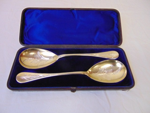 Set of Antique Victorian Boxed Serving Spoons (1 of 6)
