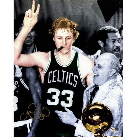 Larry Bird Colorized Gold Ink Signed Photo (1 of 1)